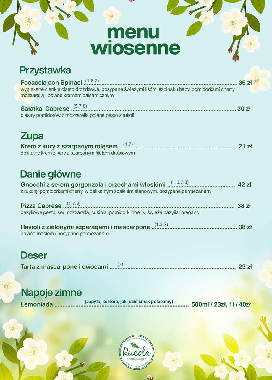 menu wiosenne rucola